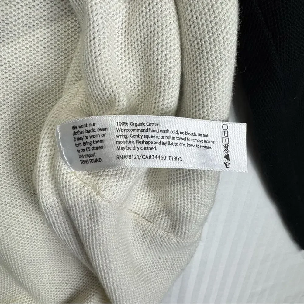 Eileen Fisher Black Full-Zip Cardigan Sweater Jacket Size Medium Organic Cotton - Picture 3 of 6